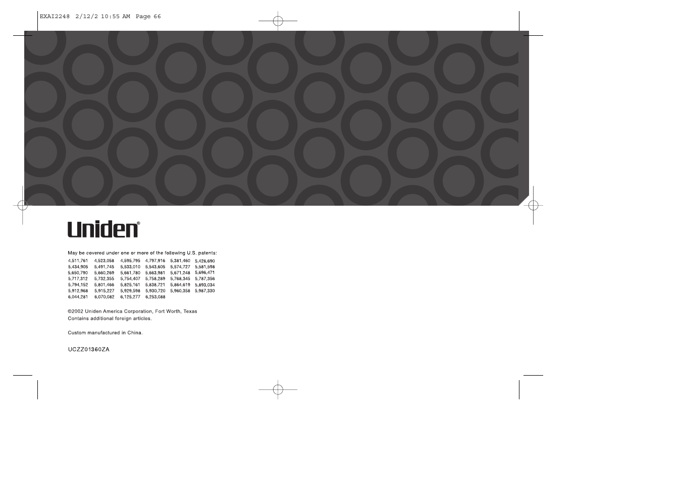 Uniden EXAI2248 series User Manual | Page 68 / 68