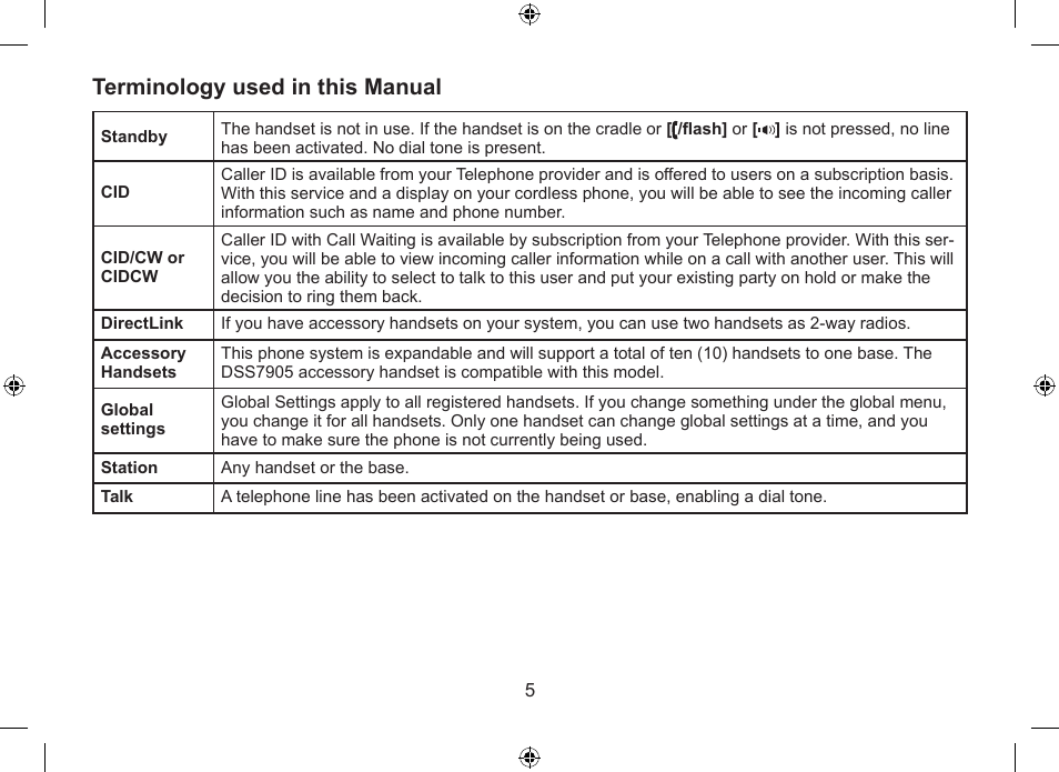 Terminology used in this manual | Uniden DSS7915+1 User Manual | Page 6 / 64