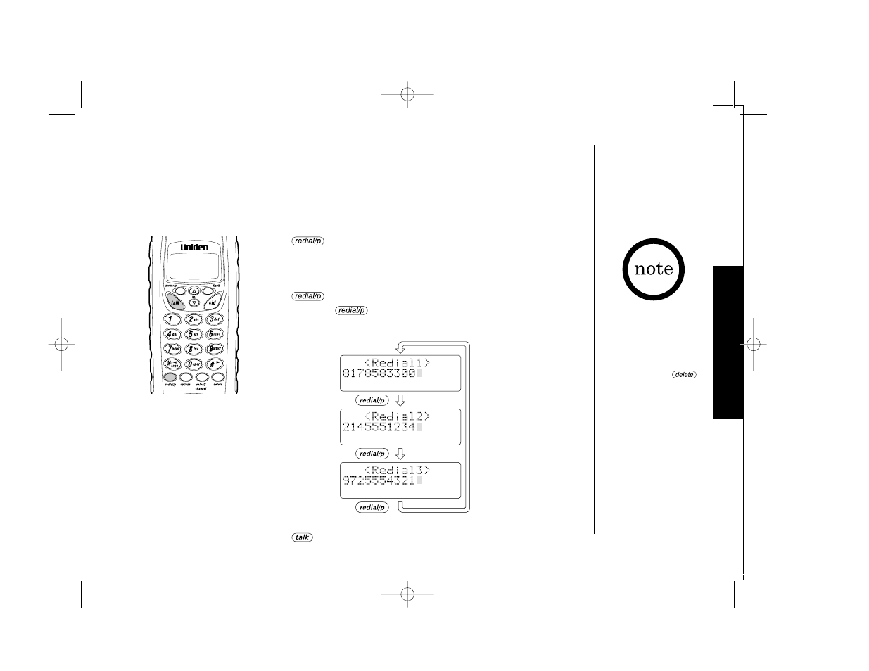 Redialing a call | Uniden TRU 346 User Manual | Page 17 / 48