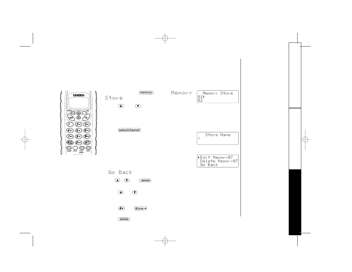 Storing phone numbers and names | Uniden TRU 346 User Manual | Page 19 / 48