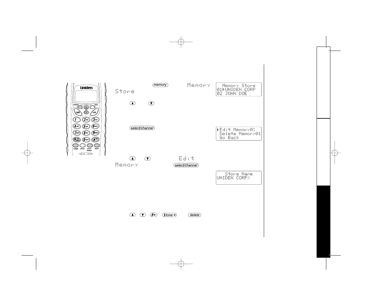 Editing a stored name and/or phone number | Uniden TRU 346 User Manual | Page 23 / 48