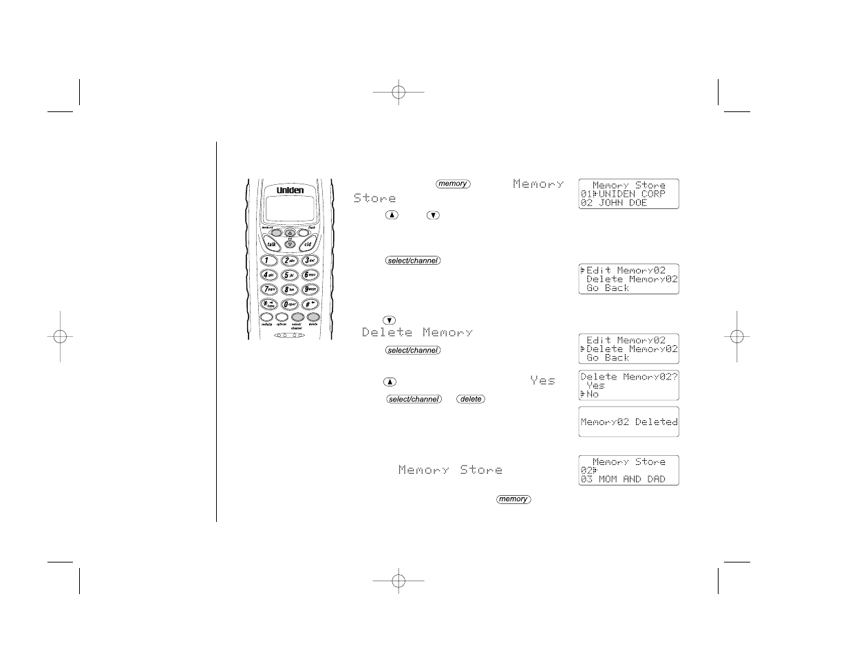 Erasing a stored name and phone number | Uniden TRU 346 User Manual | Page 26 / 48
