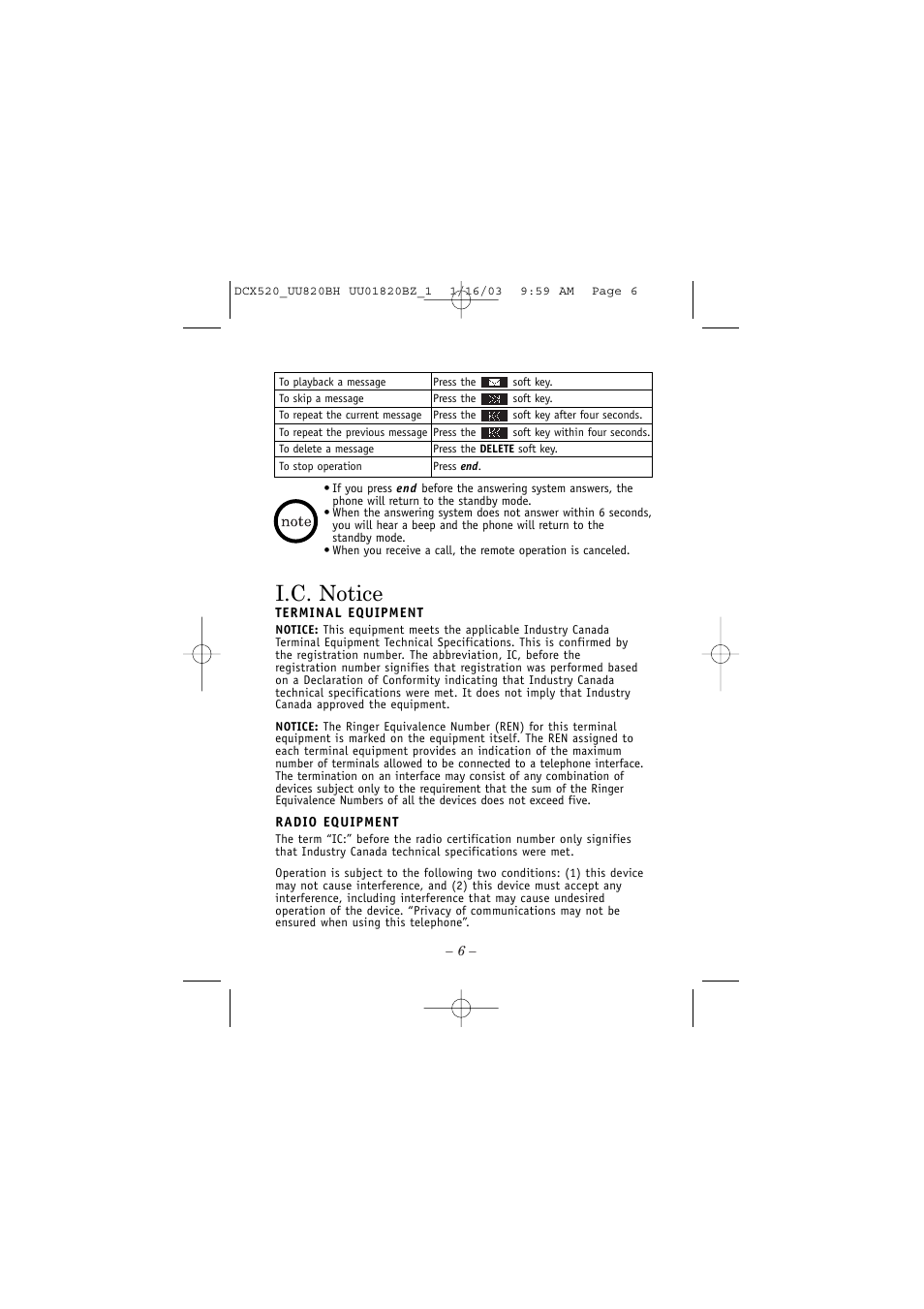 I.c. notice | Uniden DCX520 User Manual | Page 6 / 8