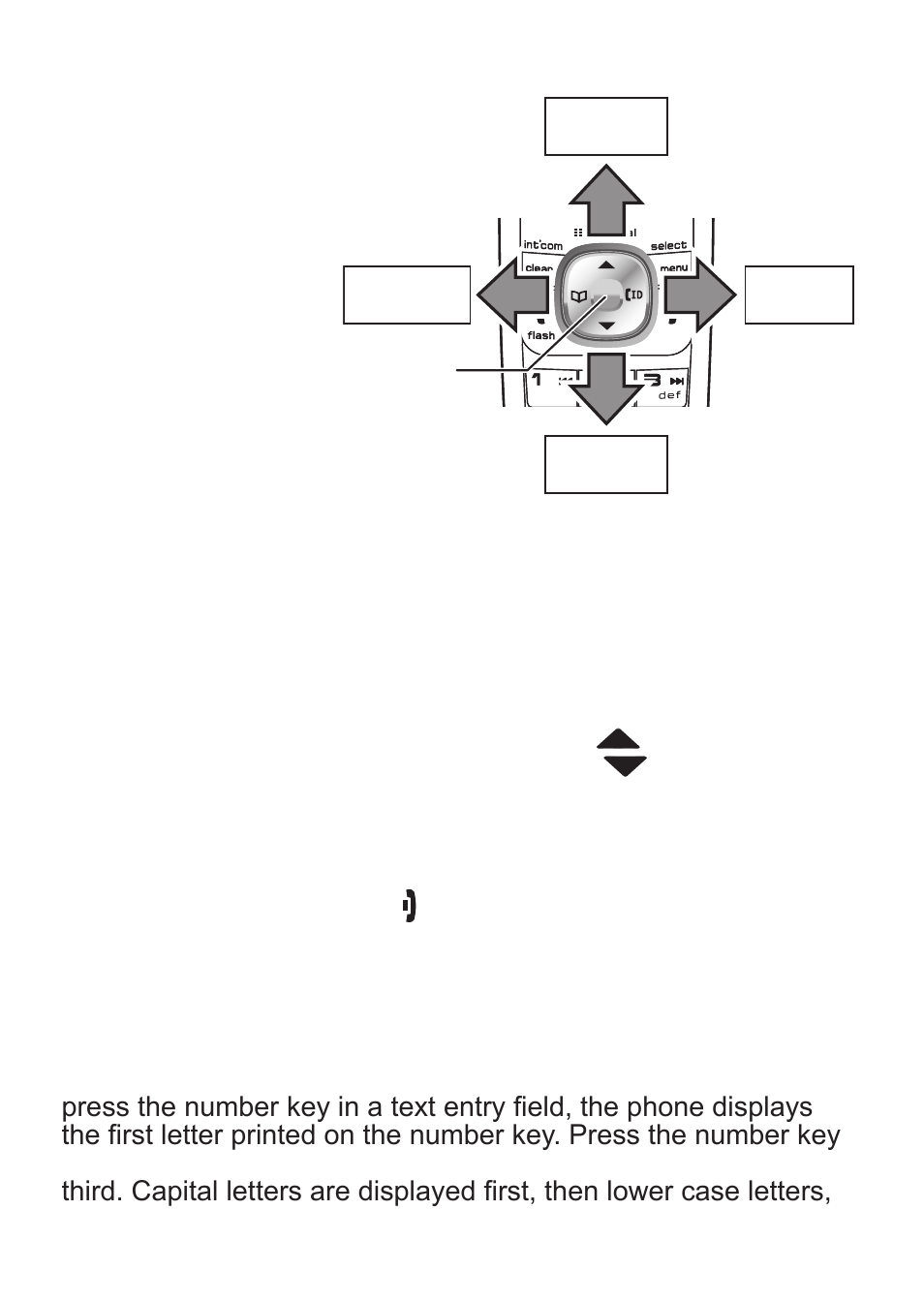 Using the four-way function key, Using the handset menus, Entering text from your handset | Uniden TCX950 User Manual | Page 10 / 24