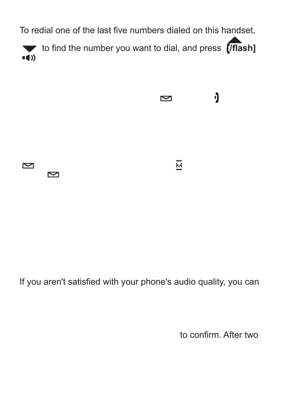 Redialing a number, Muting the ringer (one call only), Muting the microphone | Privacy mode, Adjusting the audio tone | Uniden TCX950 User Manual | Page 15 / 24