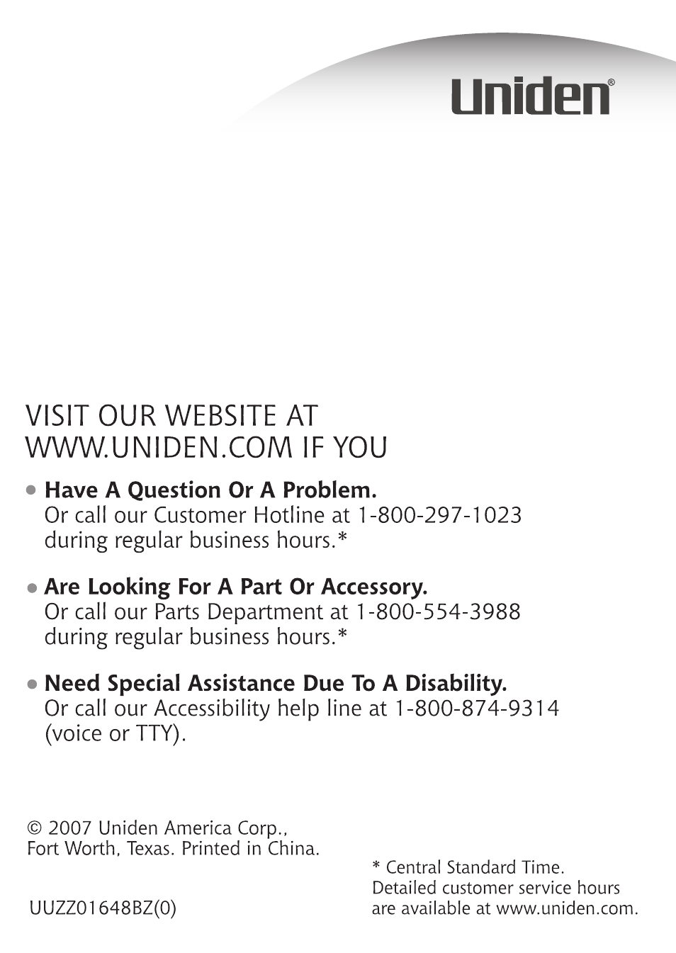 Uniden TCX950 User Manual | Page 24 / 24