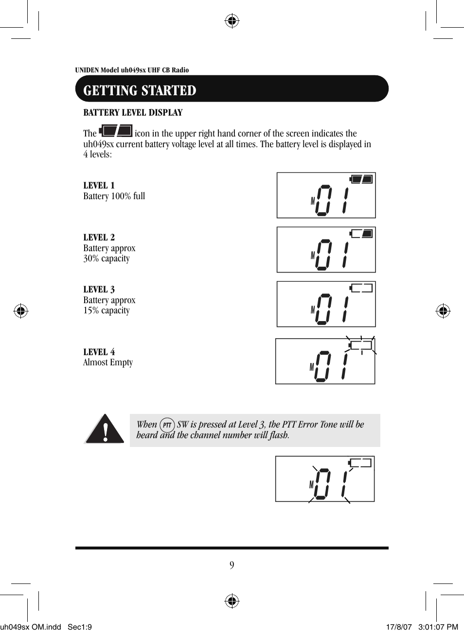 Getting started | Uniden uh049sx-2 User Manual | Page 10 / 28