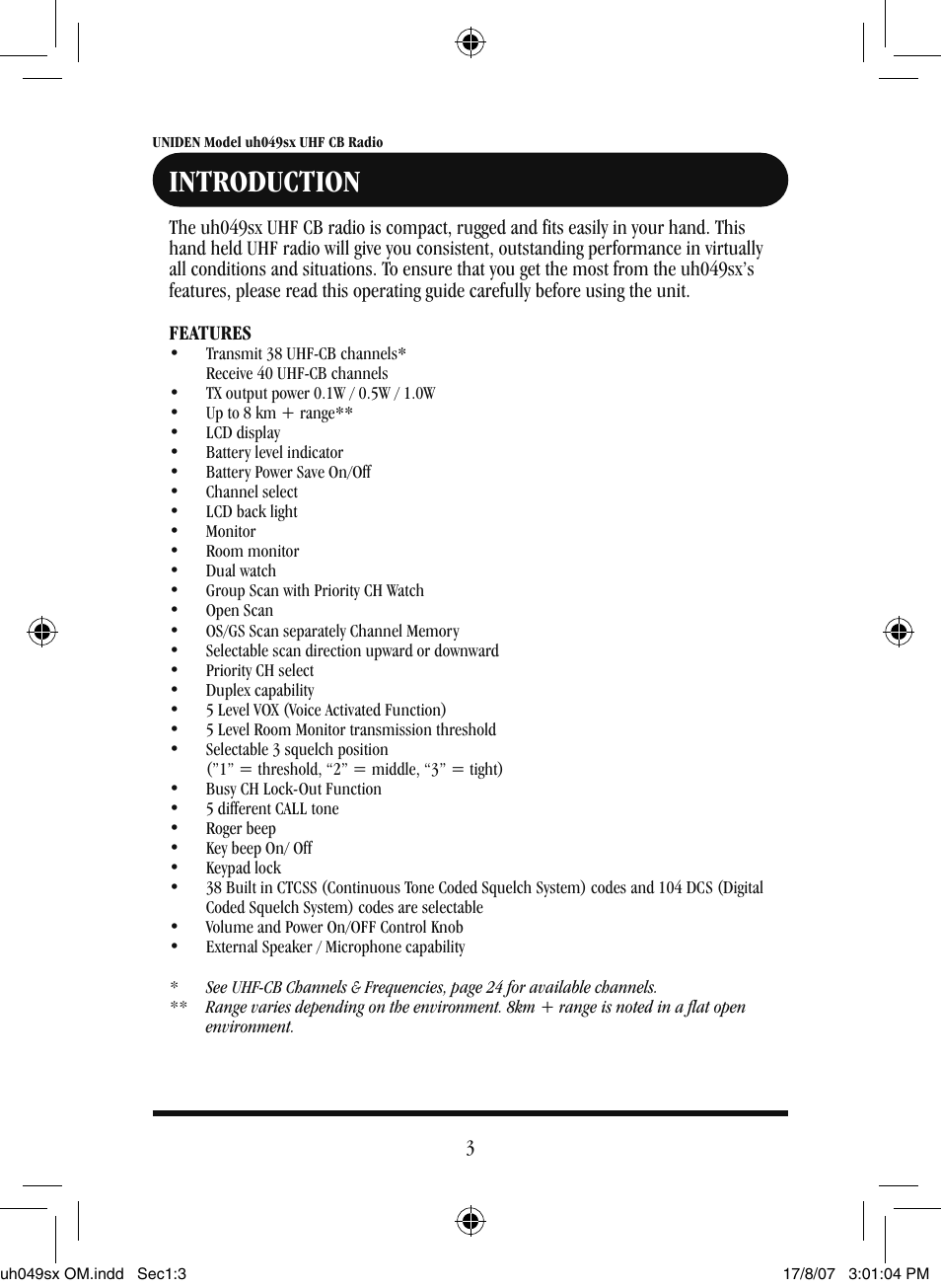 Introduction | Uniden uh049sx-2 User Manual | Page 4 / 28