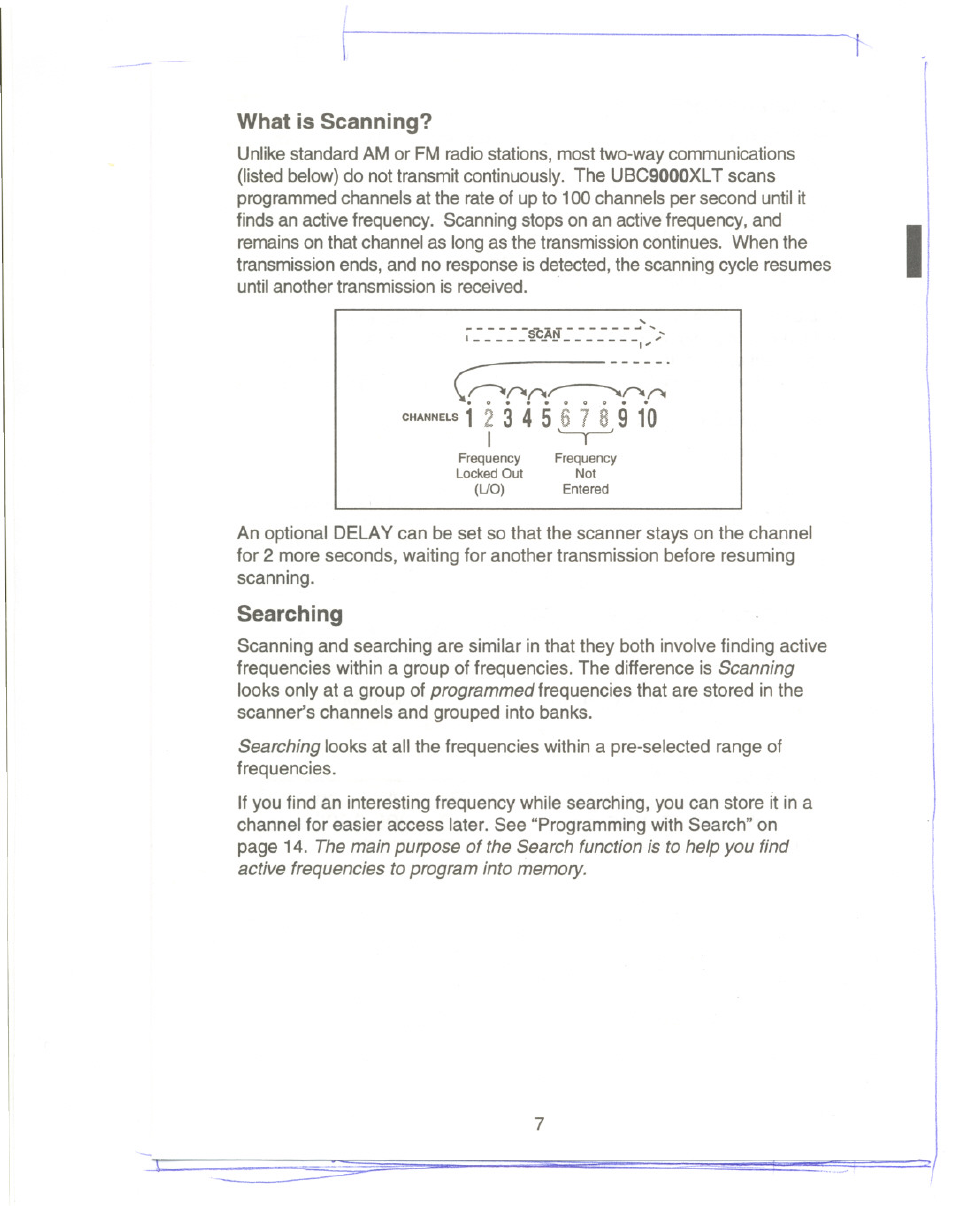 What is scanning, Searching | Uniden UBC9000XLT User Manual | Page 10 / 58