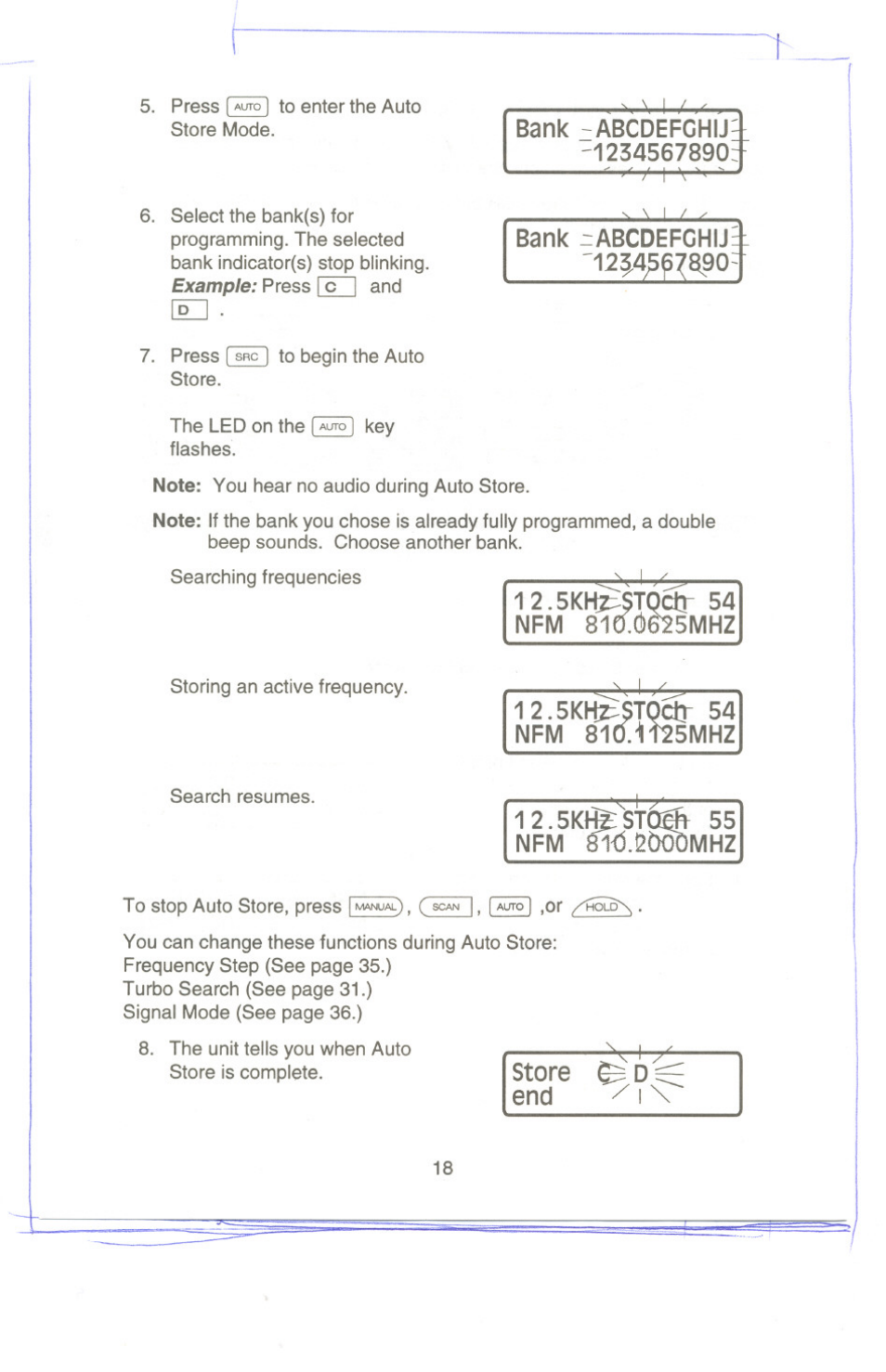 Bank -abcdefchij '1234567890, Store, Bank zabcdefghlj | Store end | Uniden UBC9000XLT User Manual | Page 21 / 58