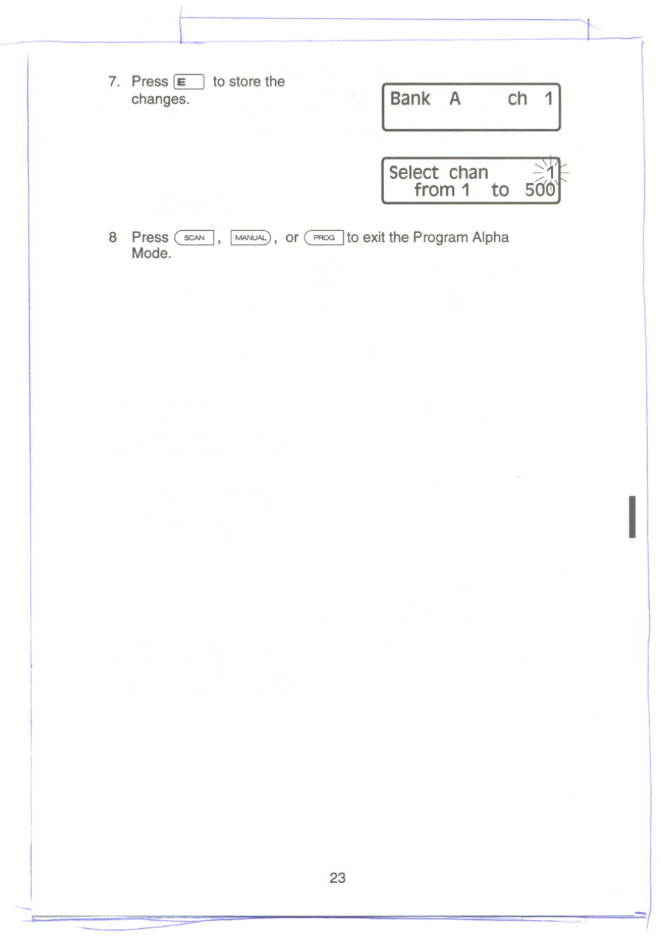 Select chan, From 1 to scio, Bank a ch 1 select chan from 1 to scio | Uniden UBC9000XLT User Manual | Page 26 / 58