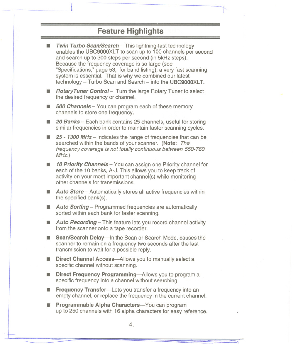 Feature highlights | Uniden UBC9000XLT User Manual | Page 7 / 58