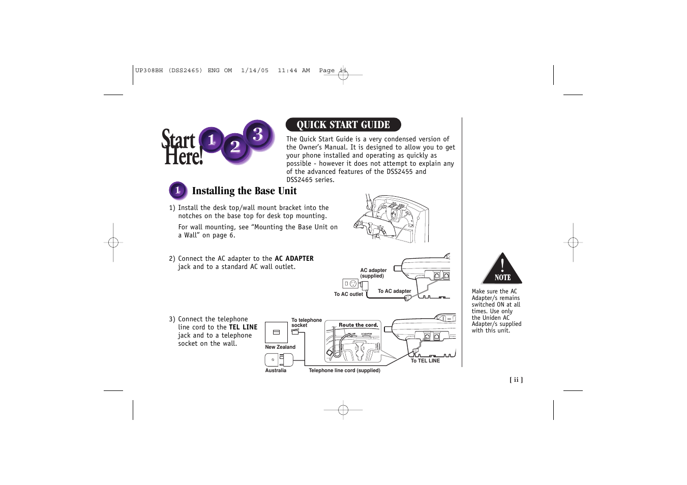 Start here | Uniden DSS 2455 User Manual | Page 3 / 76