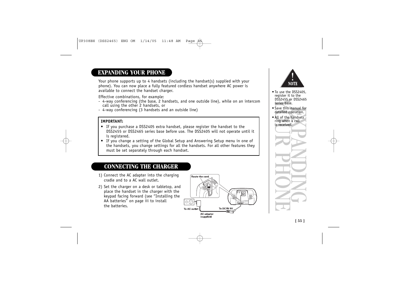 Exp anding your phone | Uniden DSS 2455 User Manual | Page 61 / 76