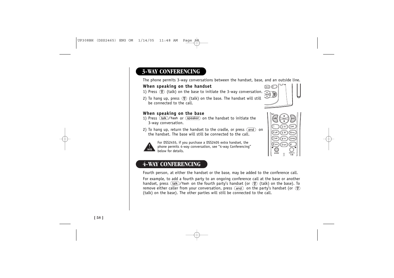 Way conferencing | Uniden DSS 2455 User Manual | Page 64 / 76