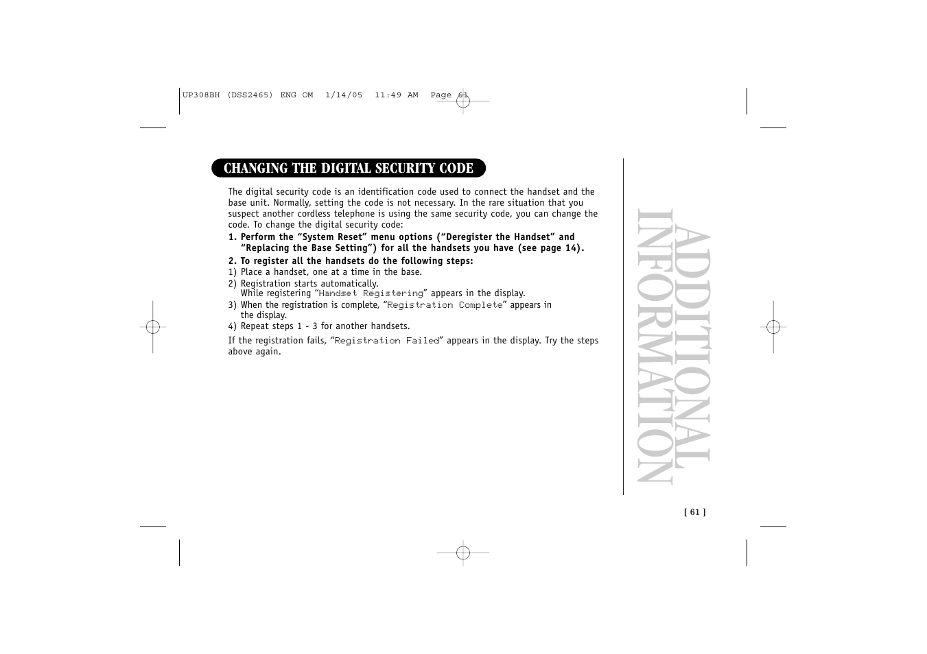 Additional informa tion | Uniden DSS 2455 User Manual | Page 67 / 76