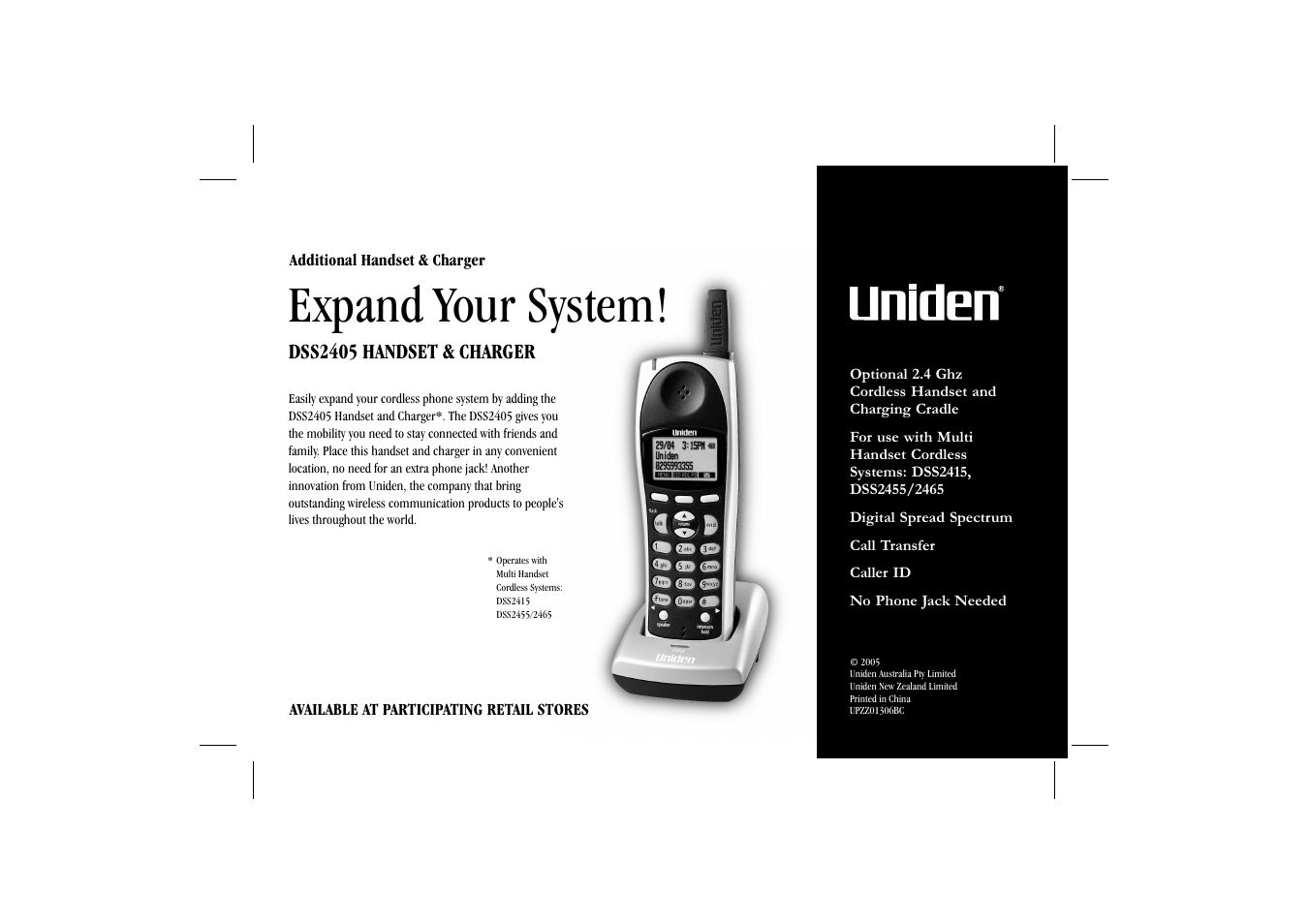 Expand your system, Dss2405 handset & charger | Uniden DSS 2455 User Manual | Page 76 / 76