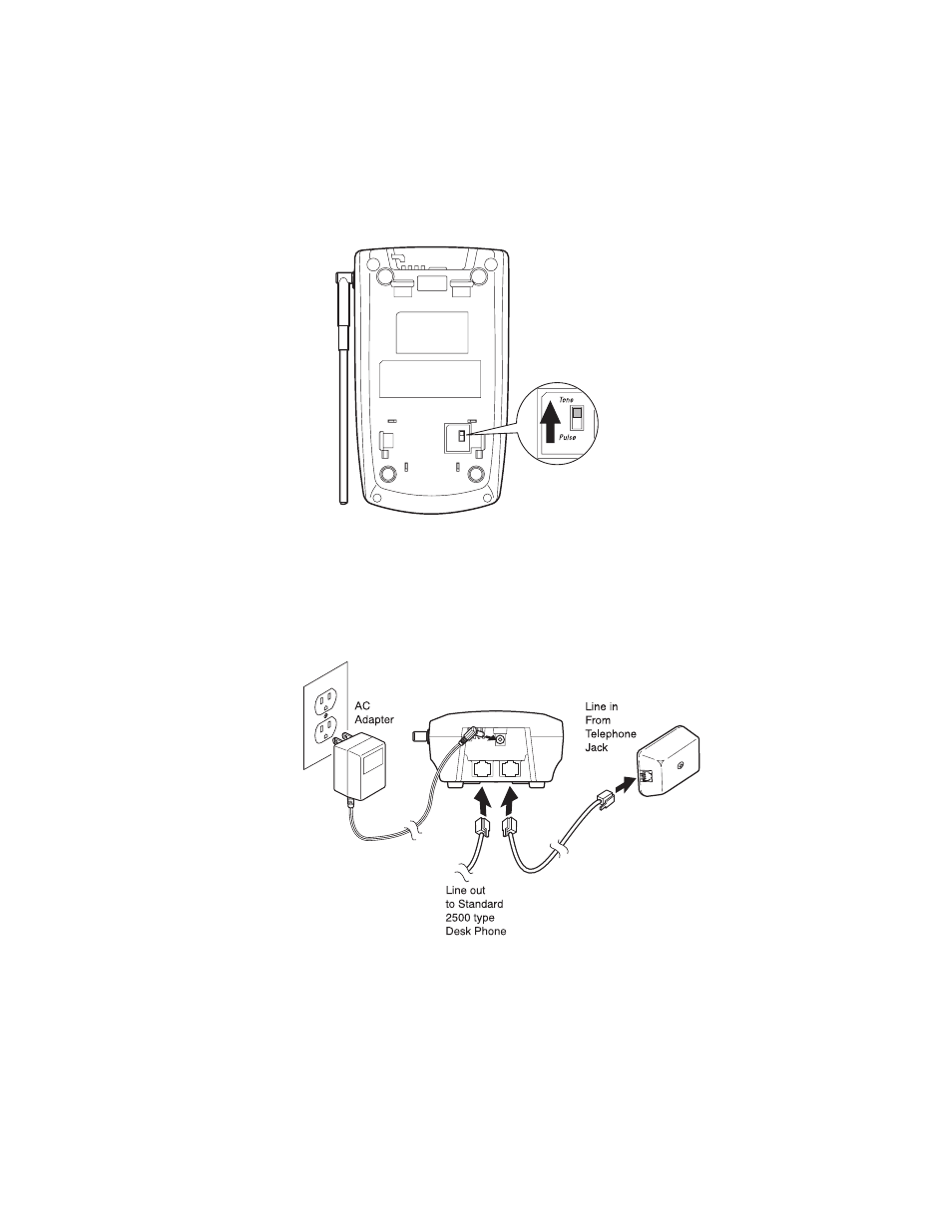 Tone/pulse switch 10, Applying power to the base and charger units 10 | Uniden ANA 9710 User Manual | Page 16 / 46