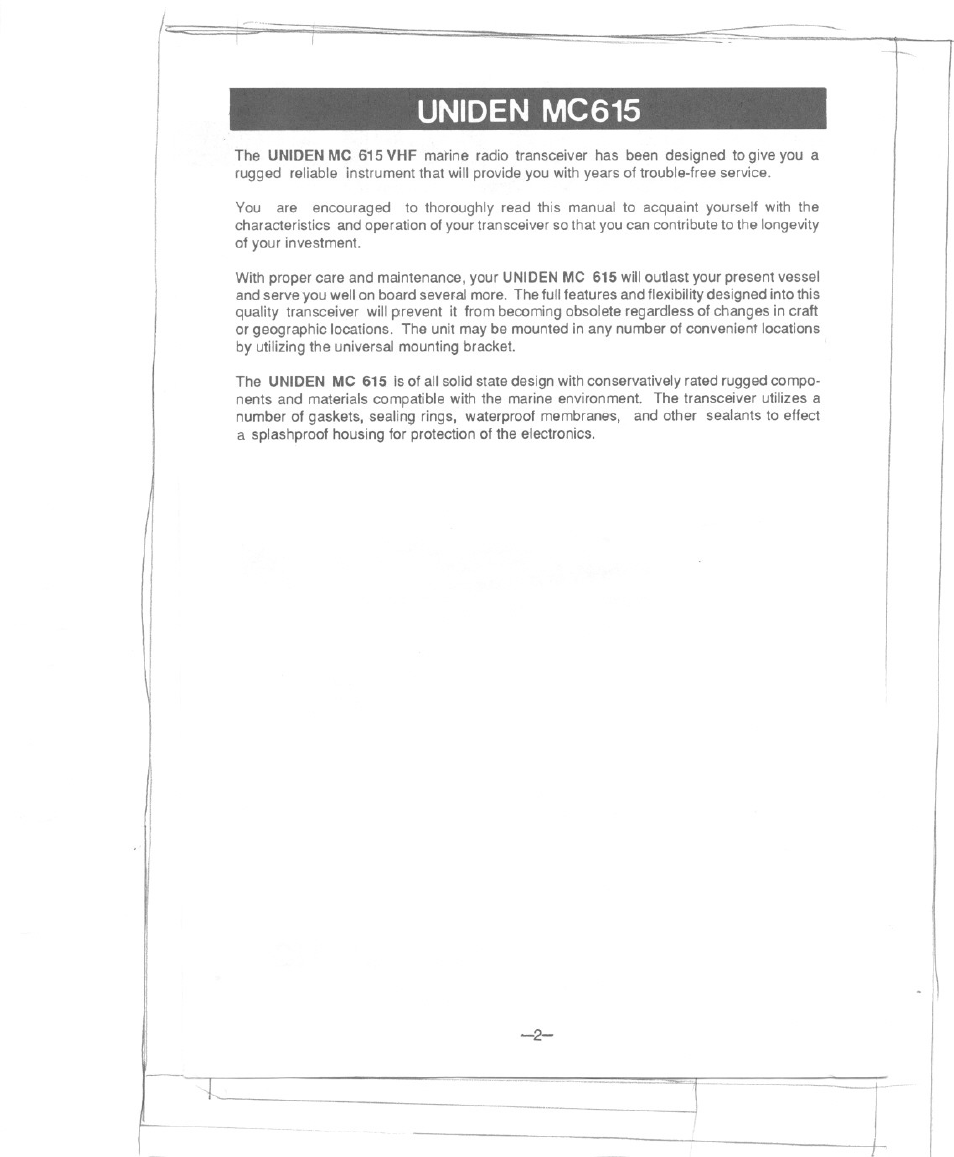 Uniden mc615 | Uniden MC615 User Manual | Page 2 / 12