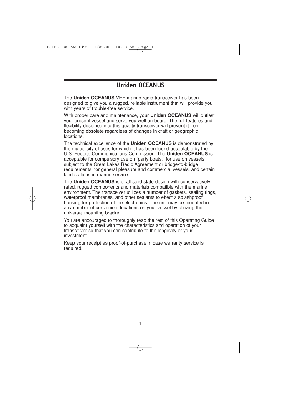 Uniden oceanus | Uniden Marine Radio User Manual | Page 4 / 24