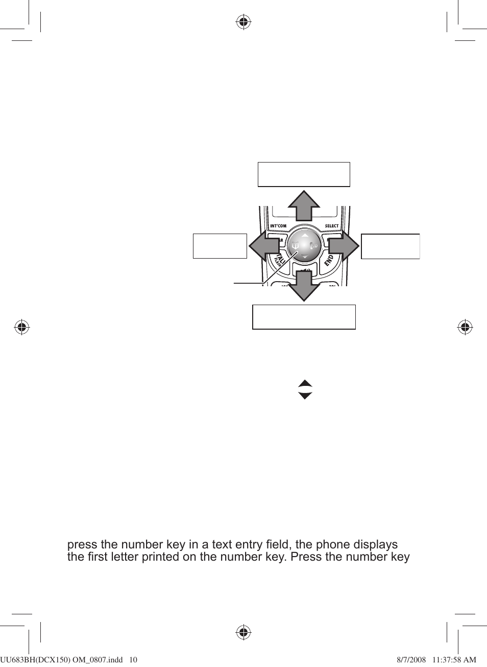 Using the four-way function key, Using the handset menus, Entering text from your handset | Uniden DCX150 Series User Manual | Page 11 / 24