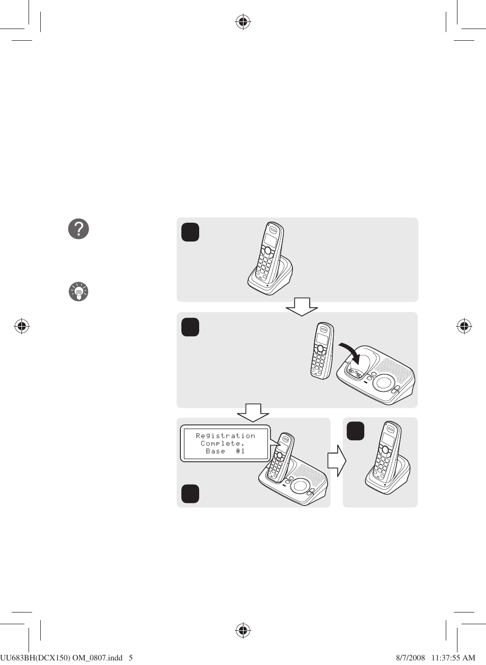 Registering the handset | Uniden DCX150 Series User Manual | Page 6 / 24
