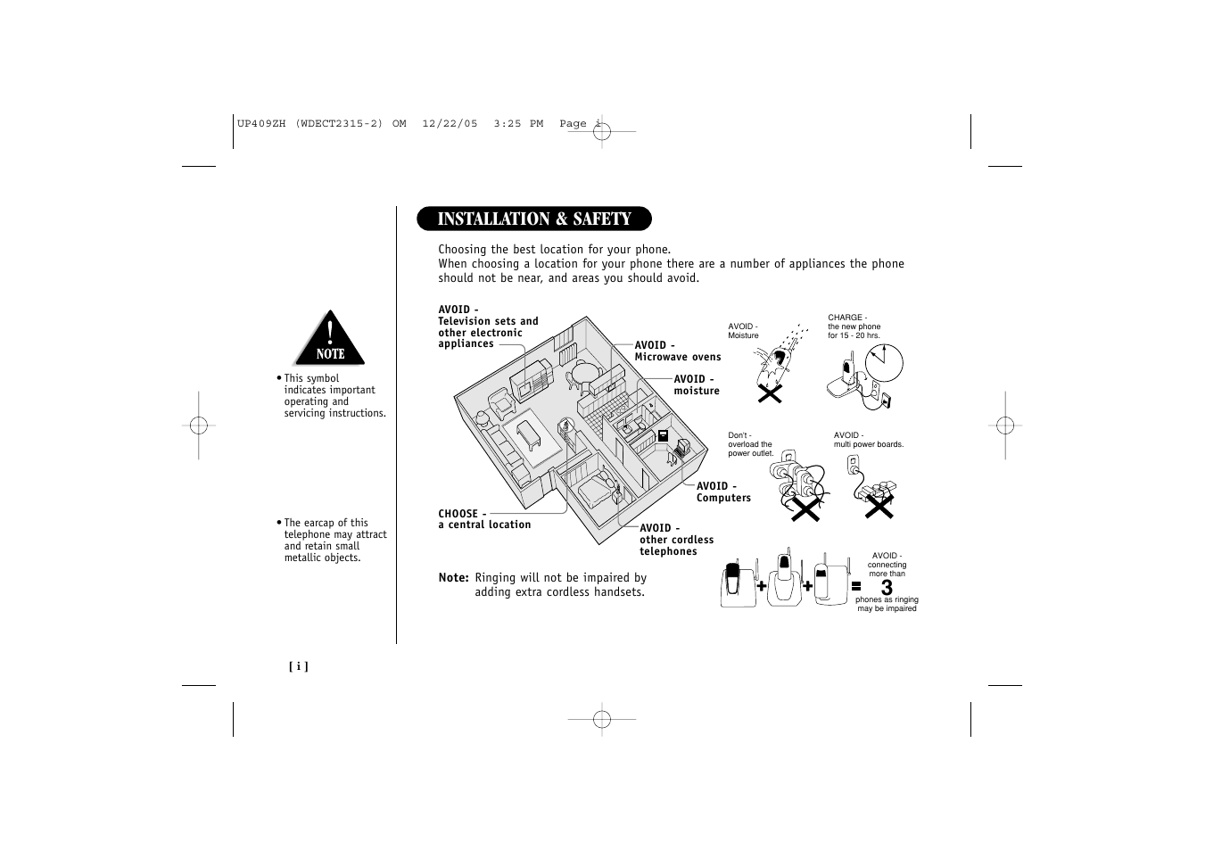 Installation & safety | Uniden 2315+2 User Manual | Page 2 / 60