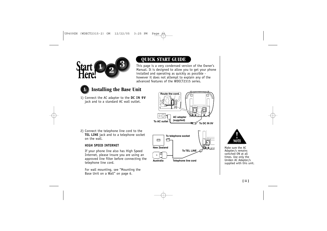 Start here | Uniden 2315+2 User Manual | Page 3 / 60