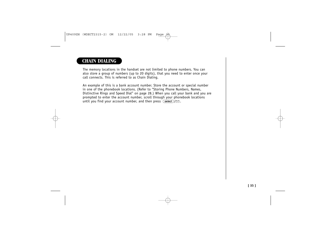 Chain dialing | Uniden 2315+2 User Manual | Page 41 / 60