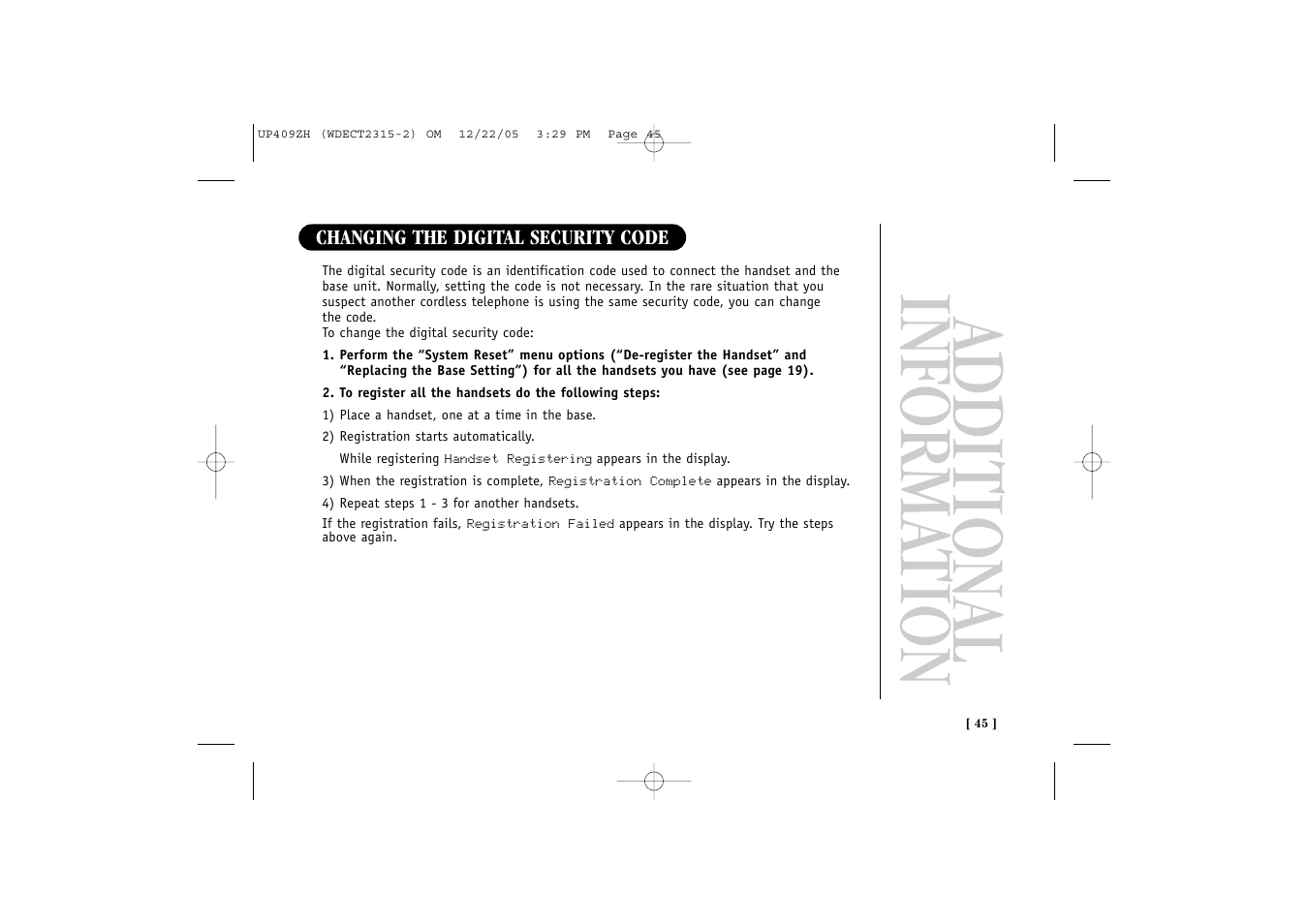 Additional informa tion | Uniden 2315+2 User Manual | Page 51 / 60