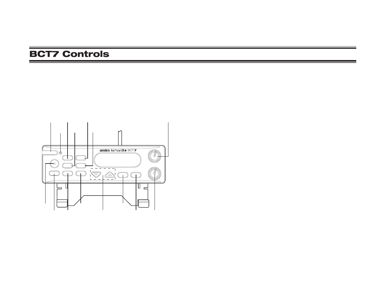 Illustrations (controls), Bct7 controls | Uniden BcT7 User Manual | Page 37 / 39