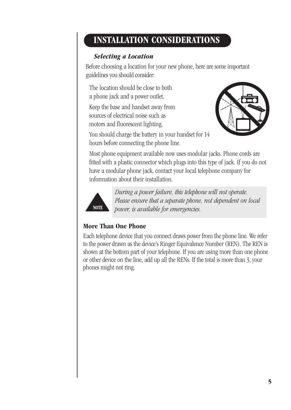 Installation considerations | Uniden DECT 1811 User Manual | Page 9 / 28