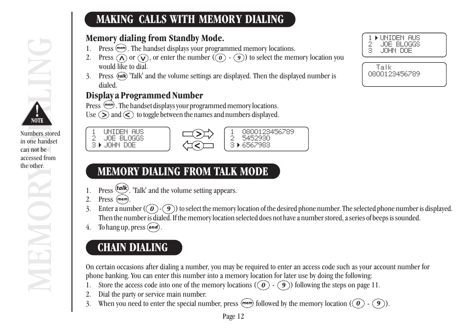 Chain dialing | Uniden XSR917/918 User Manual | Page 20 / 36