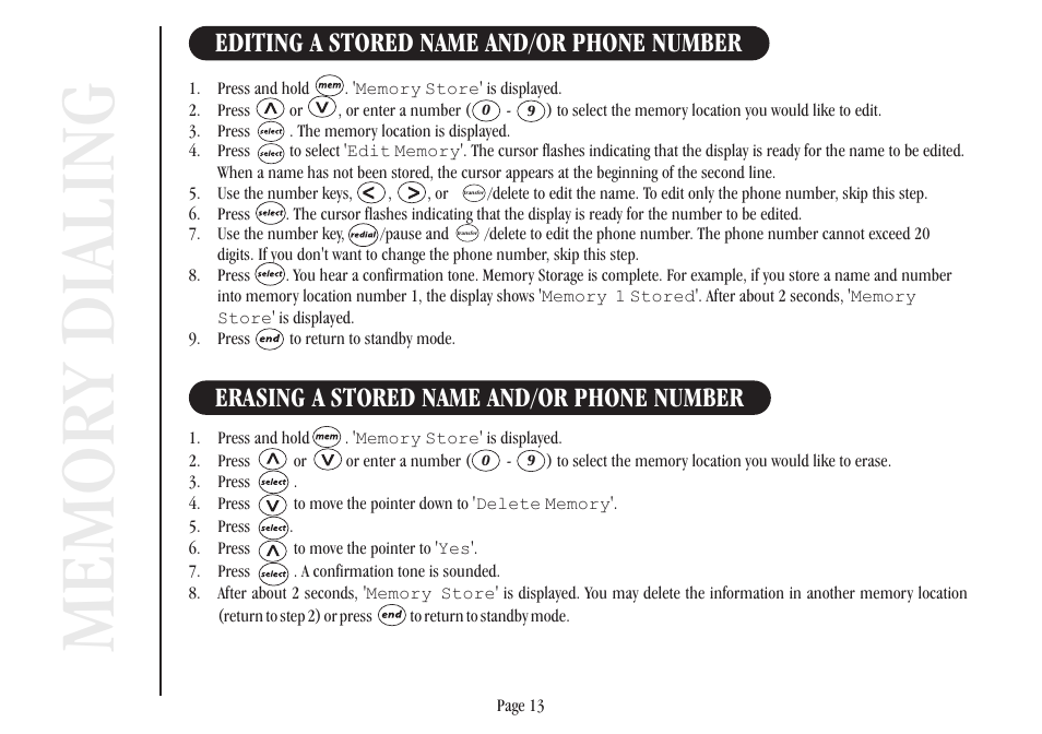 Erasing a stored name and/or phone number, Editing a stored name and/or phone number | Uniden XSR917/918 User Manual | Page 21 / 36