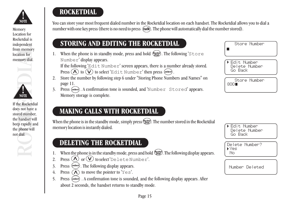 Rocketdial, Making calls with rocketdial | Uniden XSR917/918 User Manual | Page 23 / 36