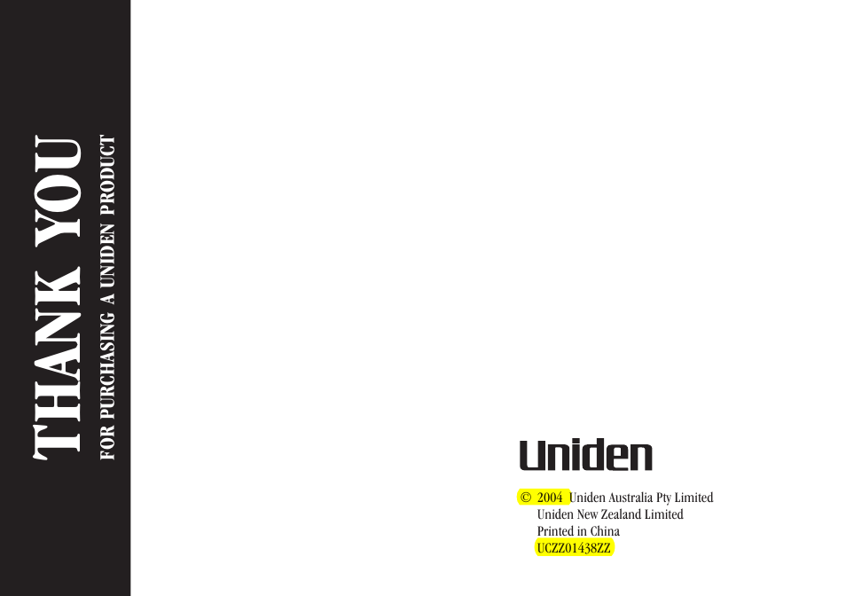 Uniden XSR917/918 User Manual | Page 36 / 36