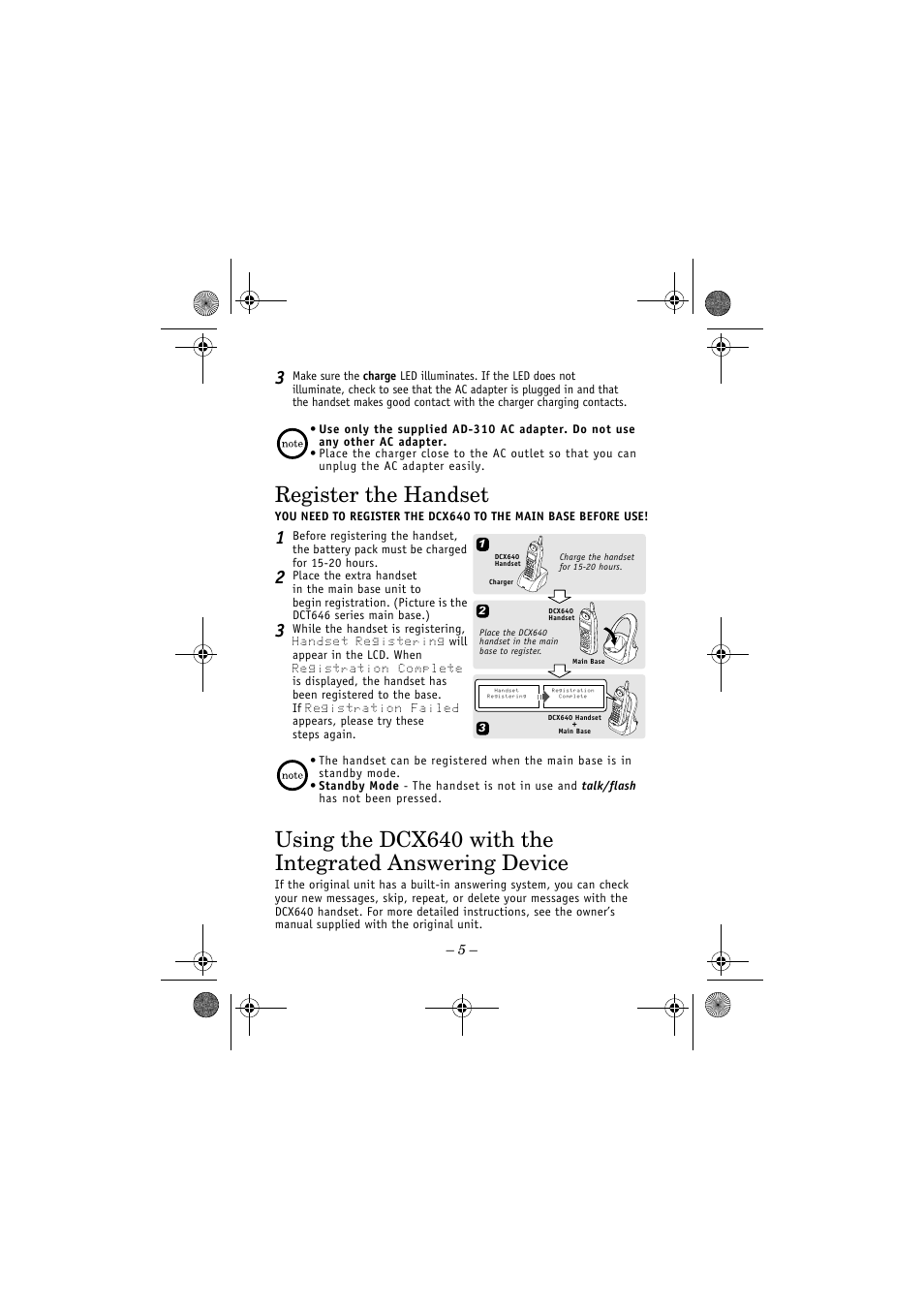 Register the handset | Uniden DCT646 User Manual | Page 5 / 8