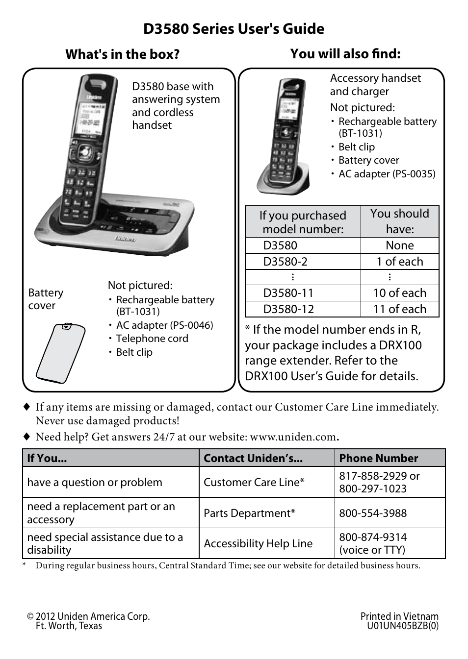 Uniden D3580 User Manual | 28 pages