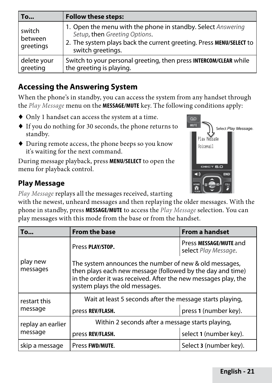 Accessing the answering system | Uniden D3580 User Manual | Page 21 / 28