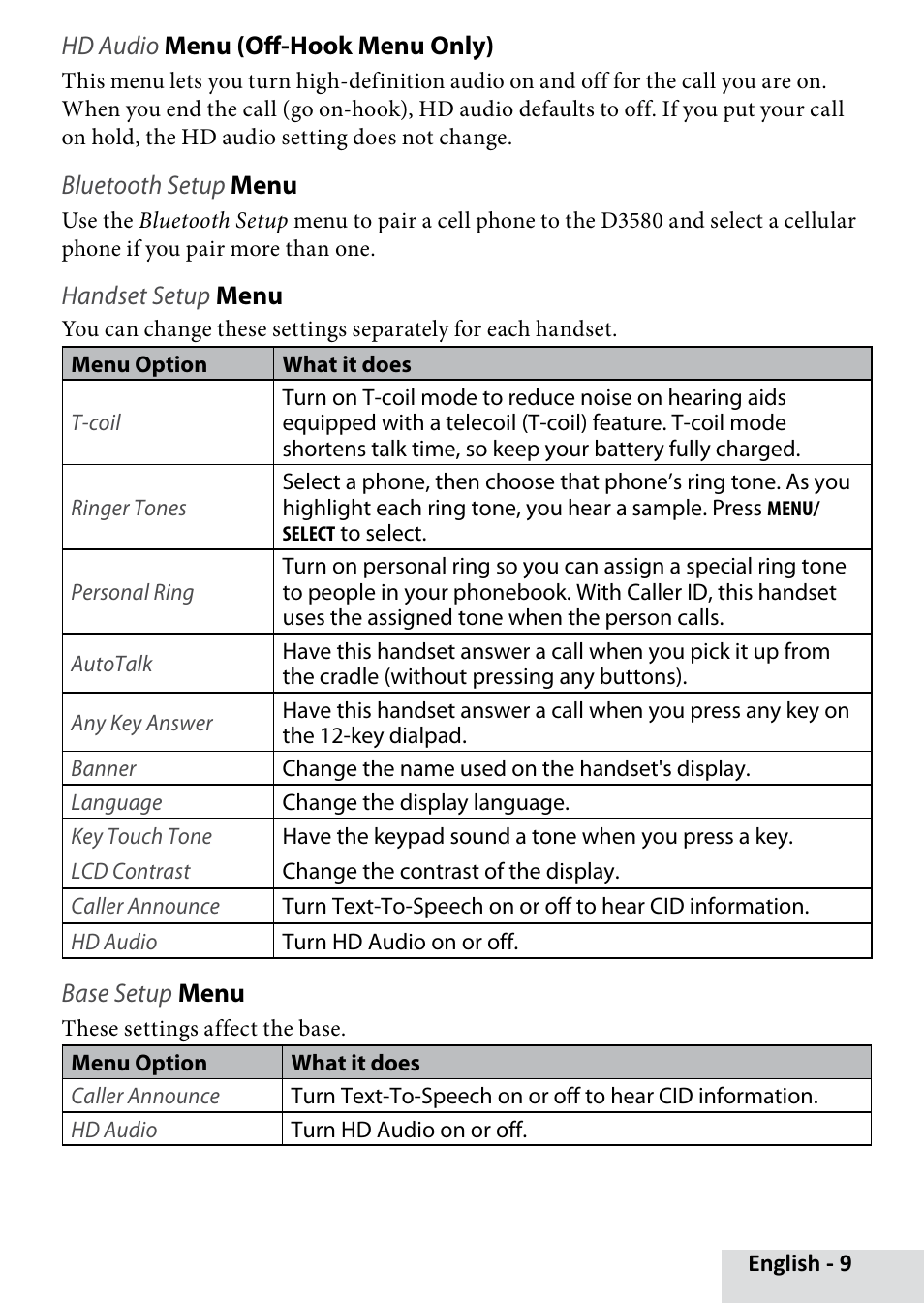 Uniden D3580 User Manual | Page 9 / 28