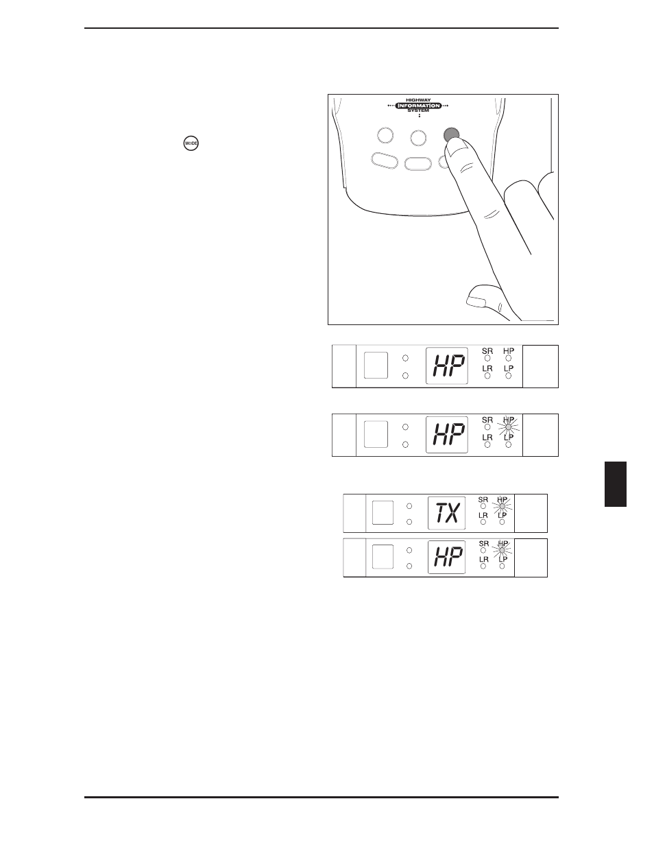 Scanning highway patrol frequencies 21, Hp tx, Operating instructions 21 | Uniden BCT-10 User Manual | Page 21 / 40