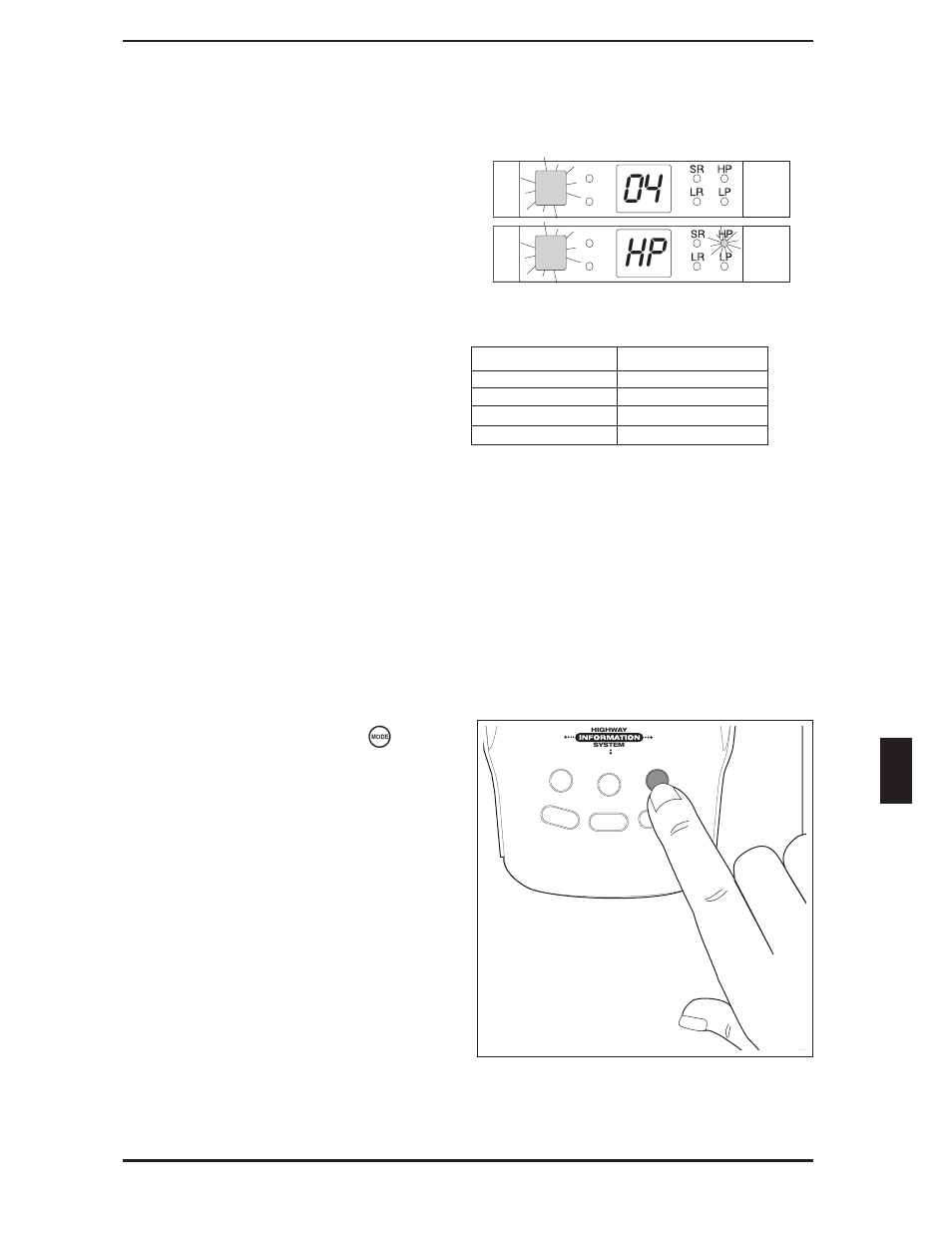 Highway patrol alarm 23, Setting the highway patrol alarm range 23, 04 hp | Key for 2 seconds, Operating instructions 23 | Uniden BCT-10 User Manual | Page 23 / 40