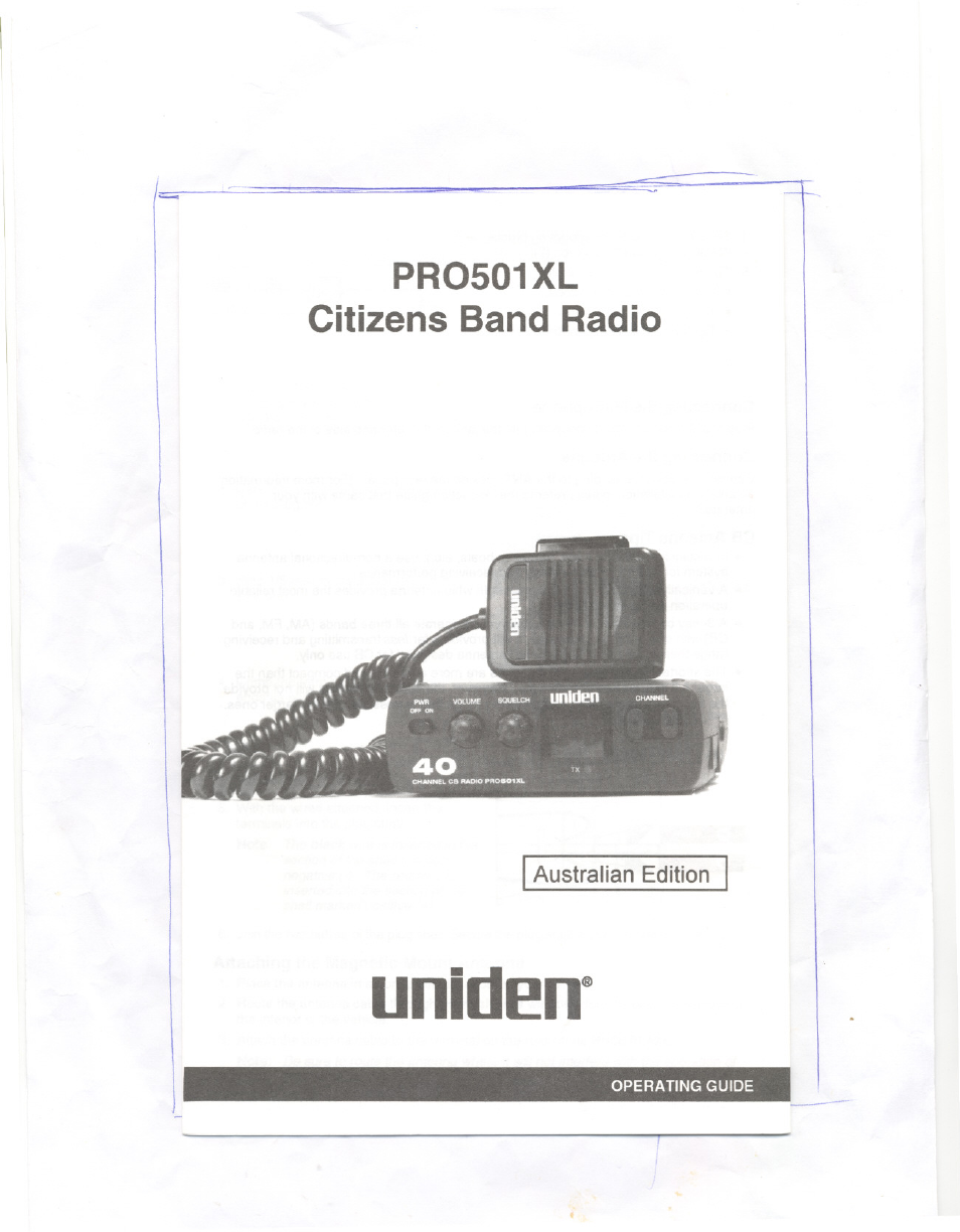 Uniden PRO501XL User Manual | 10 pages