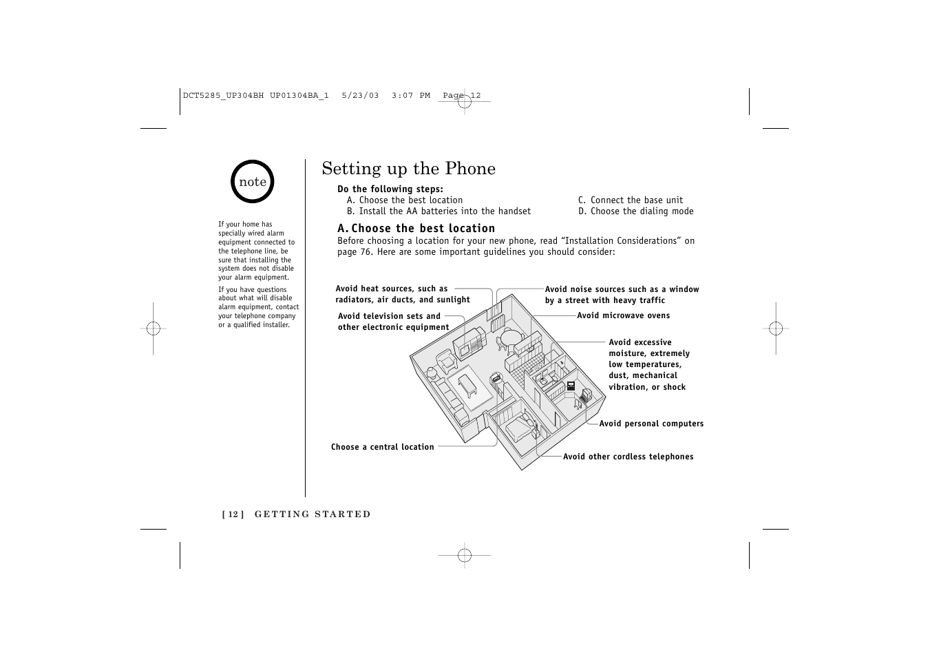 Setting up the phone | Uniden DCT5285 User Manual | Page 14 / 84