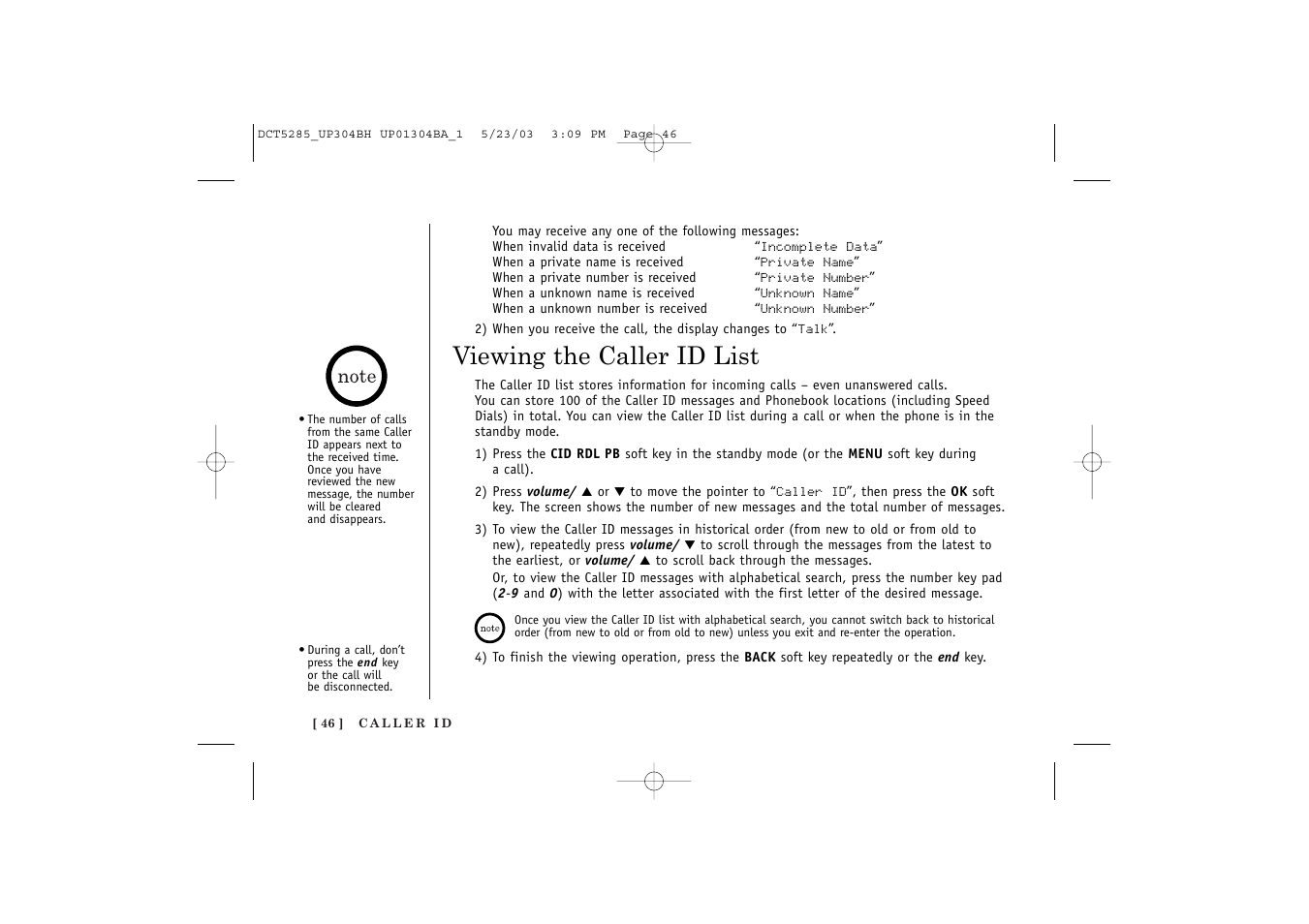 Viewing the caller id list | Uniden DCT5285 User Manual | Page 48 / 84