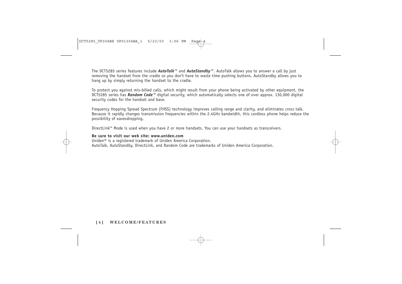 Uniden DCT5285 User Manual | Page 6 / 84