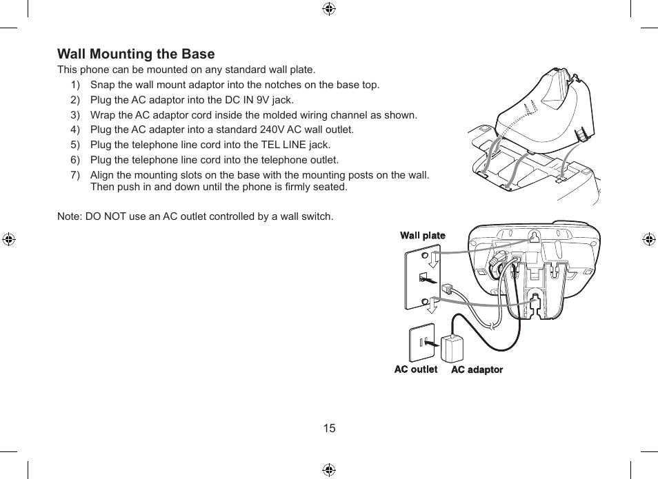 Wall.mounting.the.base | Uniden DSS7955+1 User Manual | Page 16 / 84