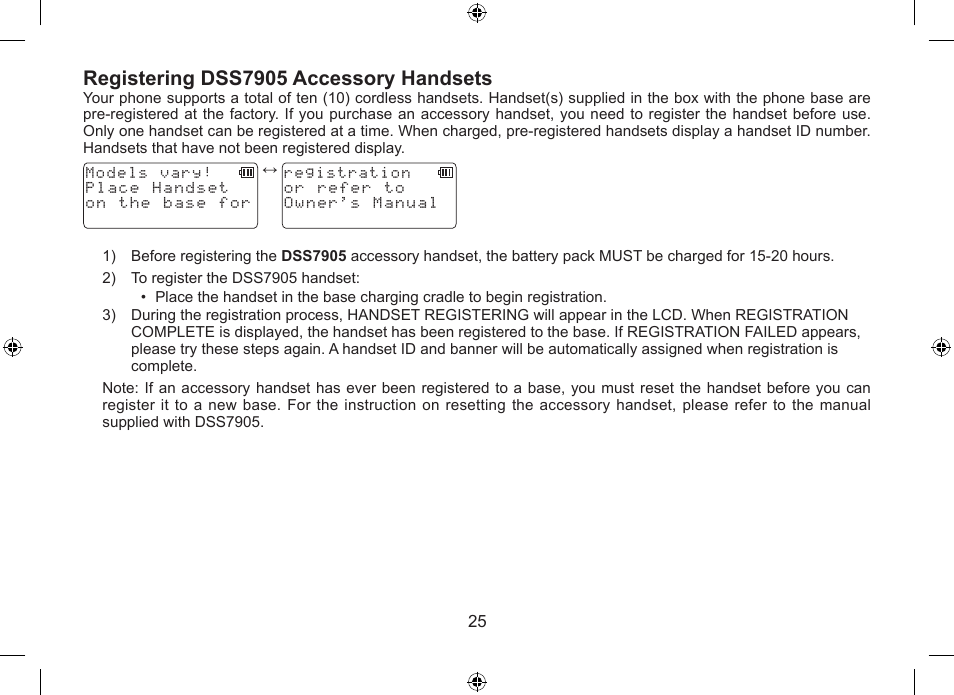 Registering.dss7905.accessory.handsets | Uniden DSS7955+1 User Manual | Page 26 / 84