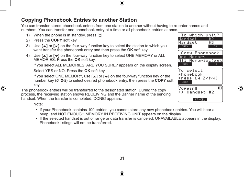 Copying.phonebook.entries.to.another.station | Uniden DSS7955+1 User Manual | Page 32 / 84