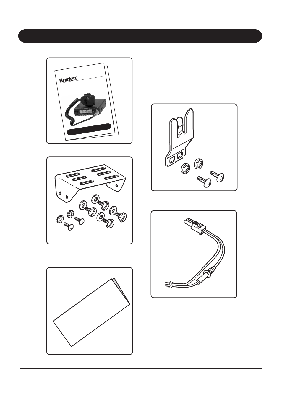 Included with your uh-089, Uniden model uh-089 frs cb radio | Uniden UH089 User Manual | Page 6 / 16